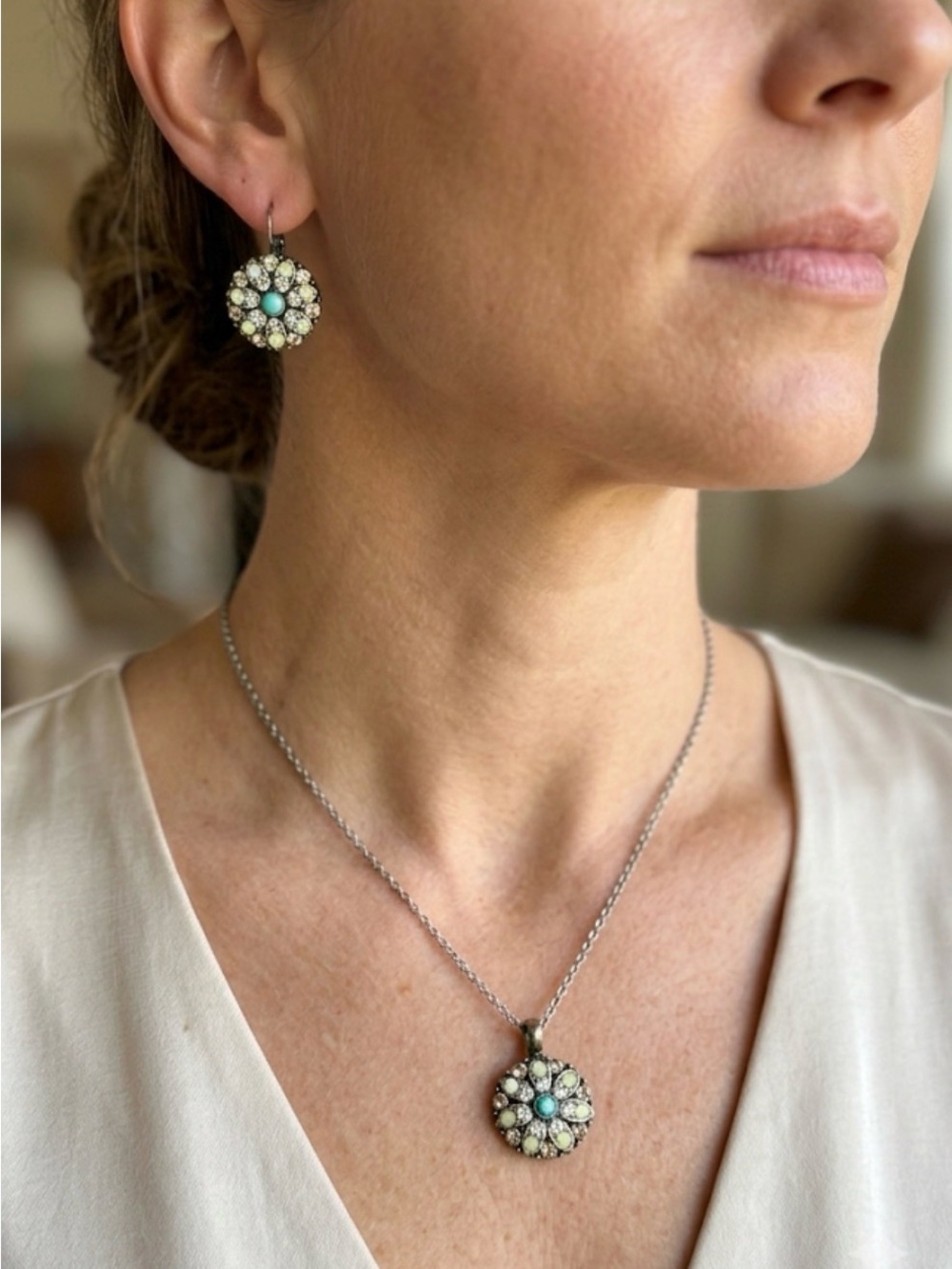 Mariana Guardian Angel Crystal Pendant Necklace & Earrings Set